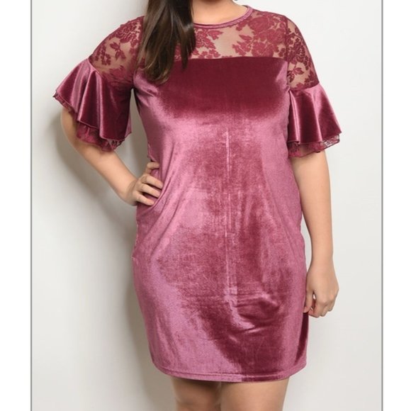 Boutique Dresses & Skirts - Pink Velvet Dress 1XL, 2XL, 3XL
